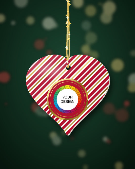 Custom Christmas Ornament - Heart (Candy cane)
