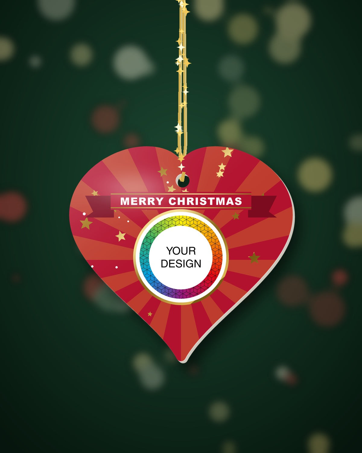 Custom Christmas Ornament - Heart (Starburst)