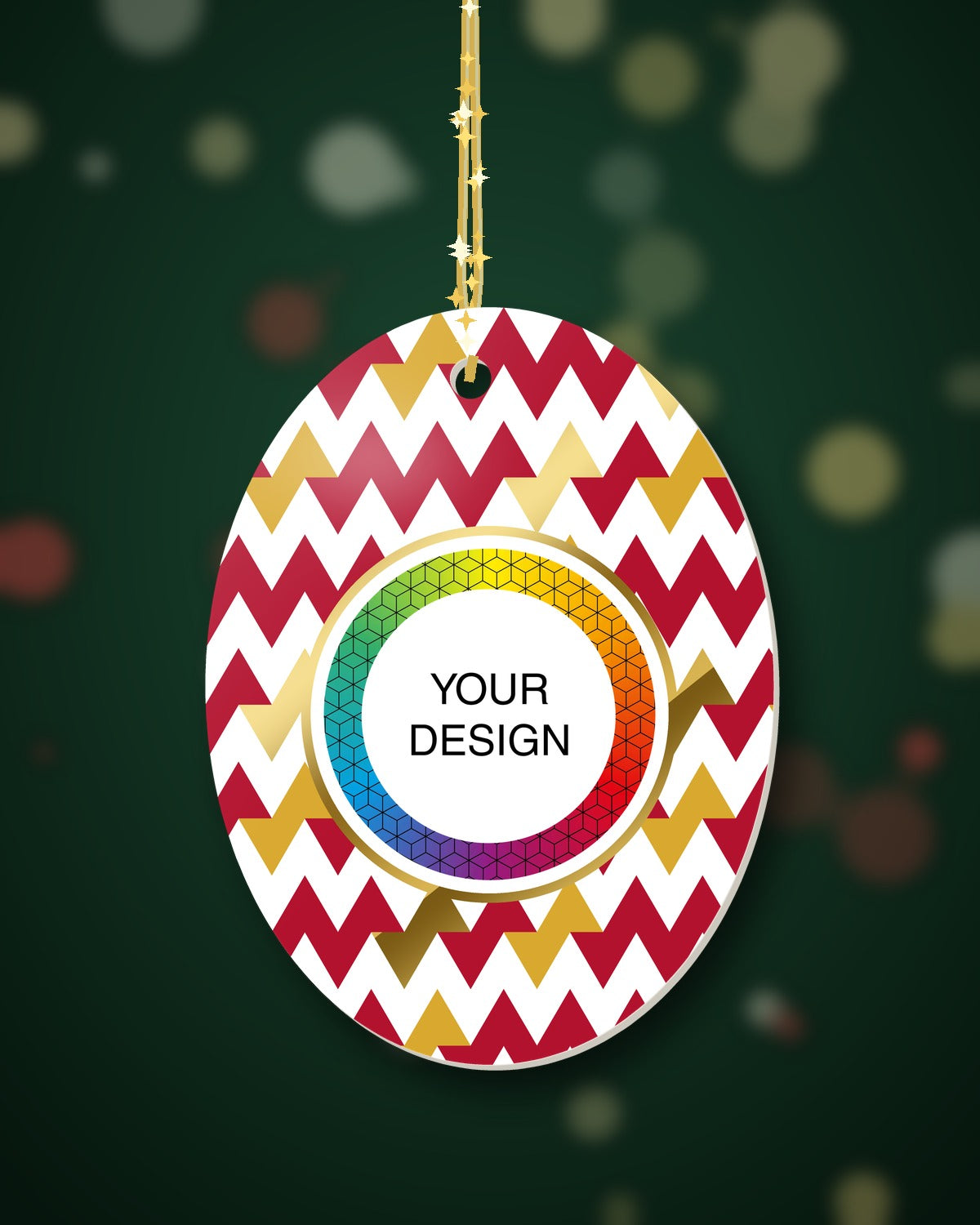 Custom Christmas Ornament - Oval (Harlequin)