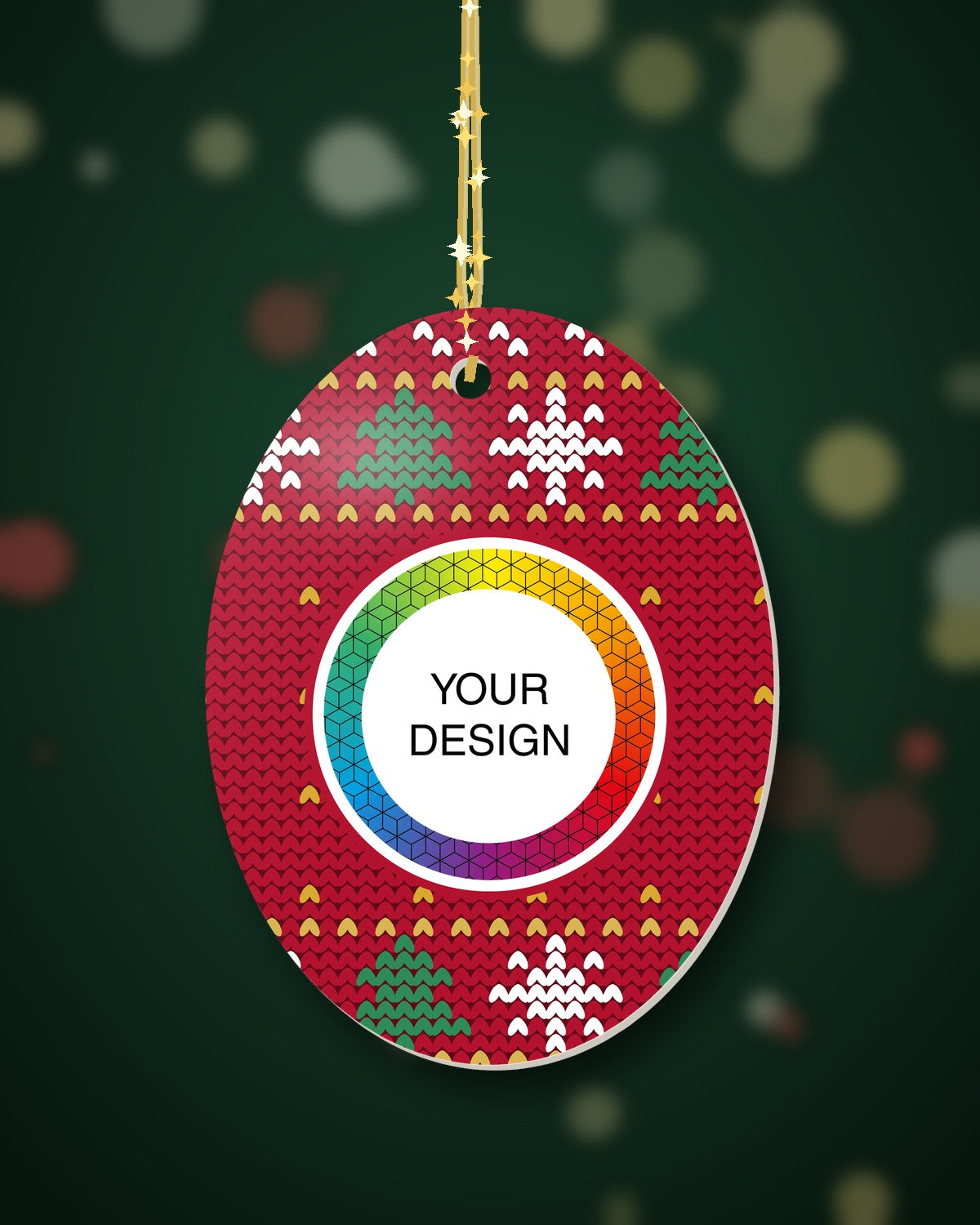 Custom Christmas Ornament - Oval (Fair Isle jumper)