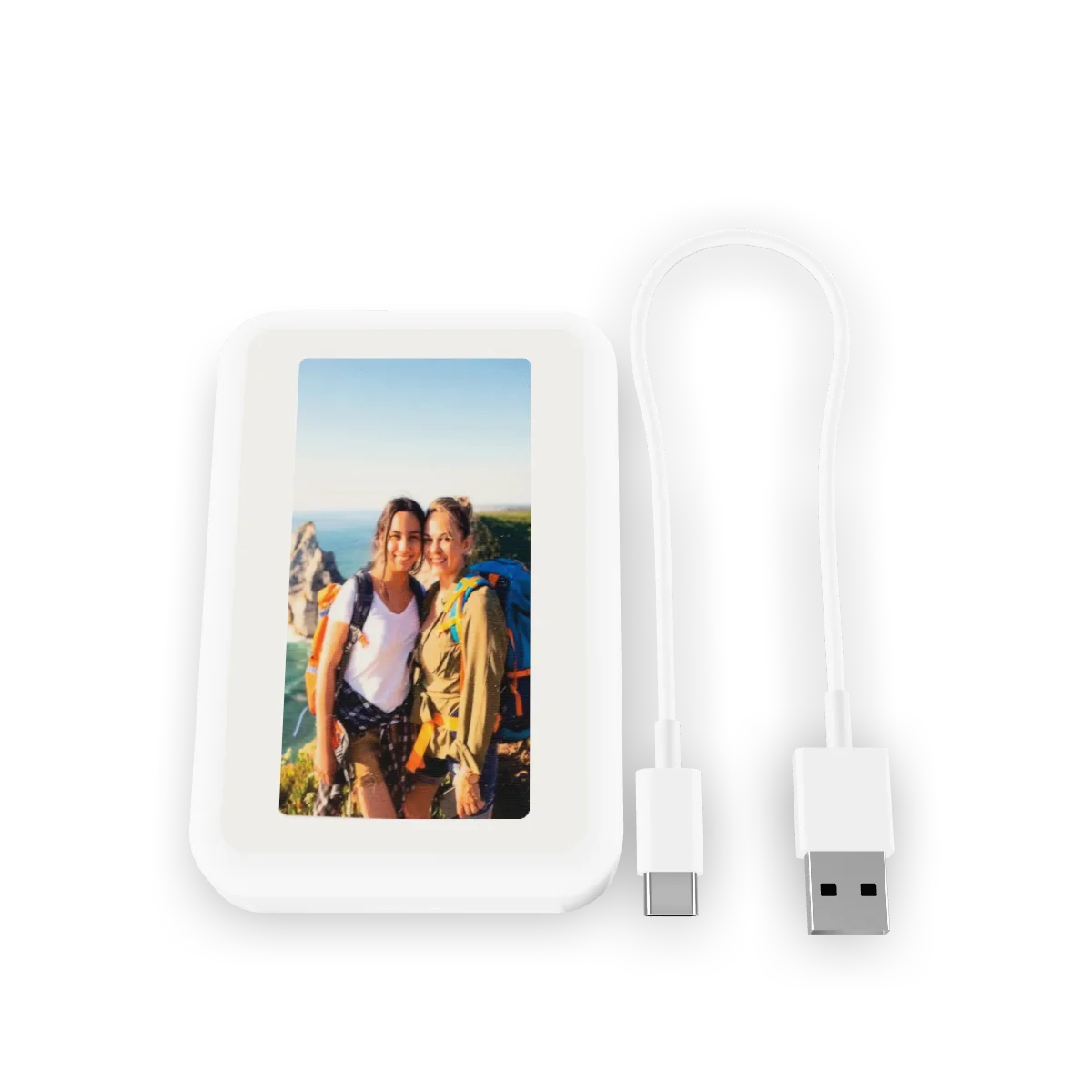 Magnetic wireless power bank printed with a holiday photo